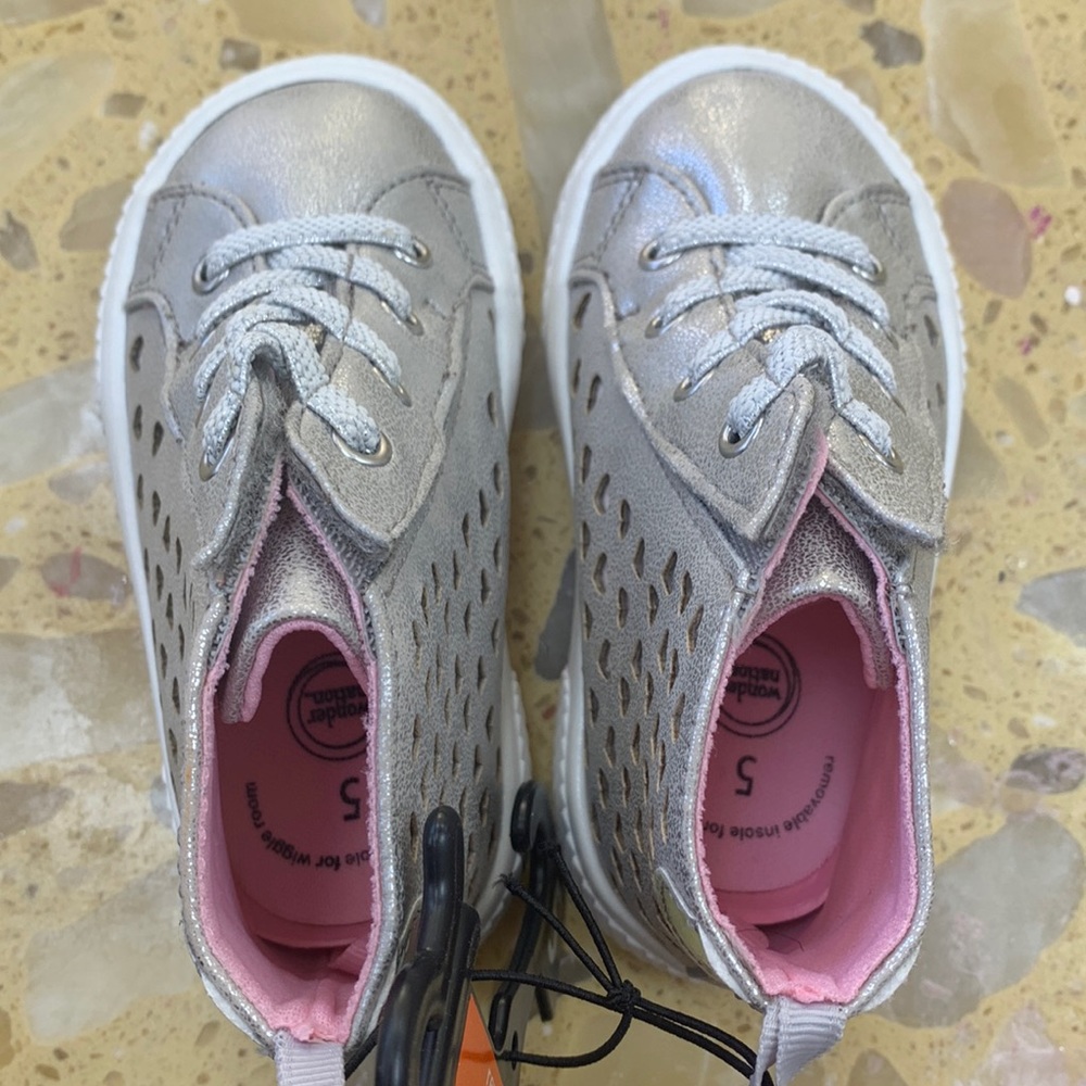 Girls kids silver sneakers